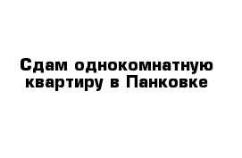 Сдам однокомнатную квартиру в Панковке